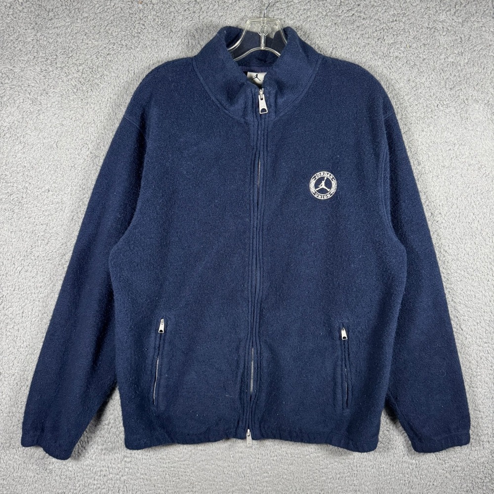 Jordan x Union LA Mens Navy Blue Wool Blend Full Zip Fleece Jacket DV7347-419 L